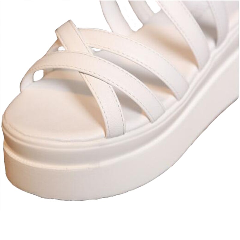 été cross dewy toe femmes chaussures sandales éponge base plate-forme hauteur avec les sandales romaines blanc femme