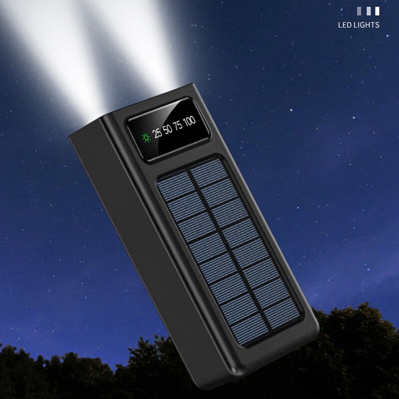 Solar power bank 80000 mah bærbar oplader hurtigopladning eksternt batteri med ladekabel poverbank til xiaomi iphone
