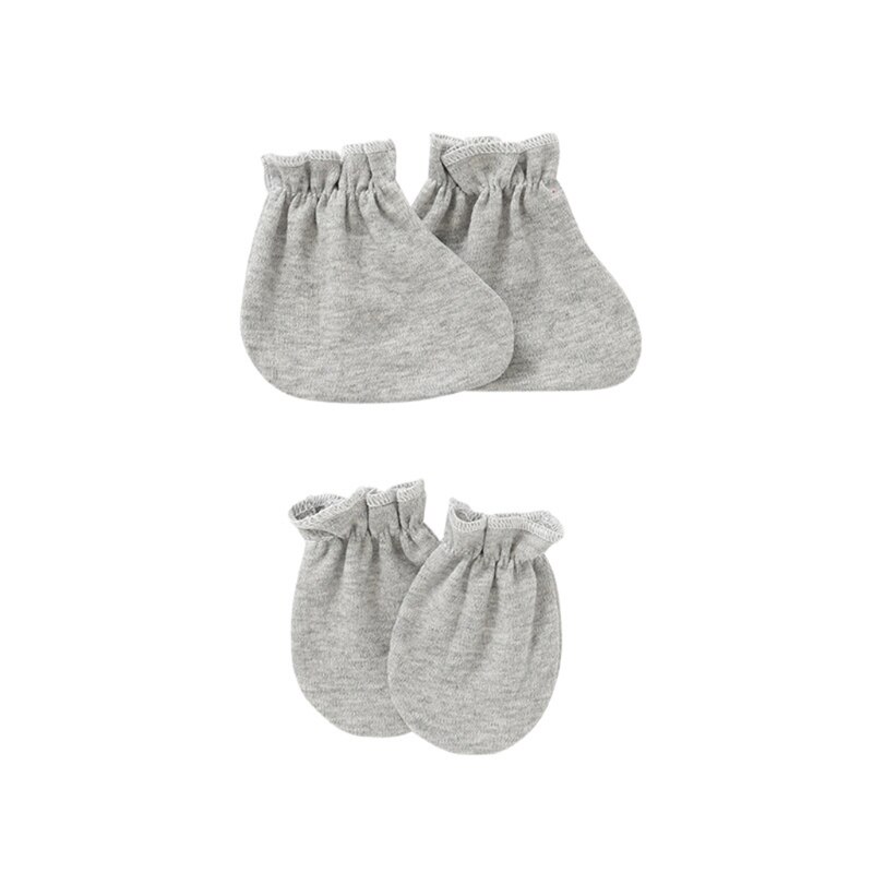 Baby Anti-scratch Soft Cotton Gloves Foot Cover Set Newborn Mittens Socks Kit