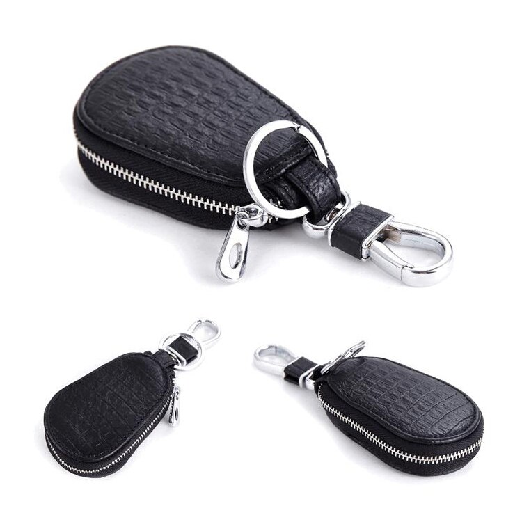 Funda de llave de coche de cuero PU, Funda de cuero PU con cremallera, bolsa de llaves, monedero, XIN