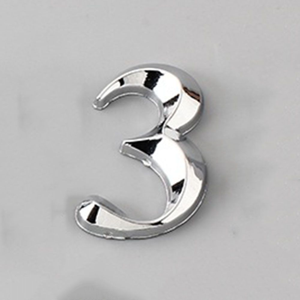 3D Self Adhesive House Number Stickers 5 Cm Silver Door Plate Sign Digits ABS Plastic Label Apartment Hotel Office Door Address: 3