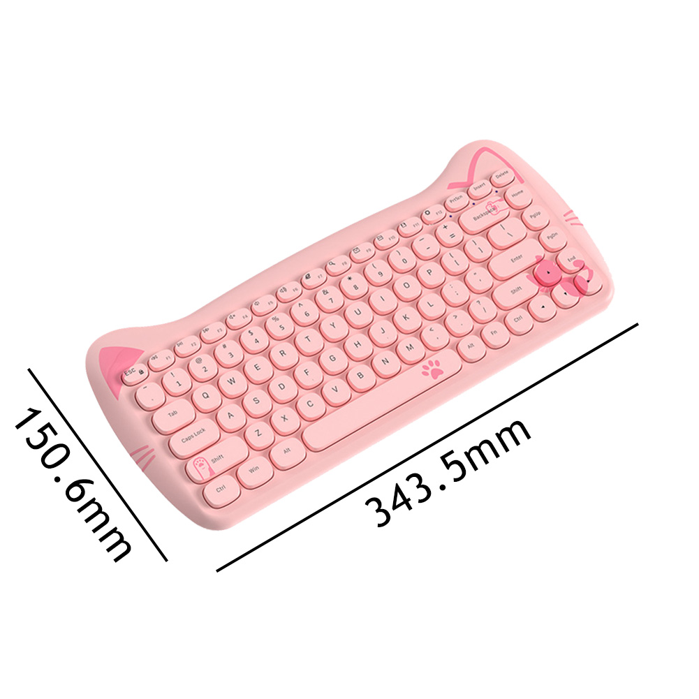 AJAZZ 84 Key Wireless Keyboard Mouse Mini Wireless Keyboard Keyboard Bluetooth-compatible 2.4G Cat Shape Mini Keyboard: A