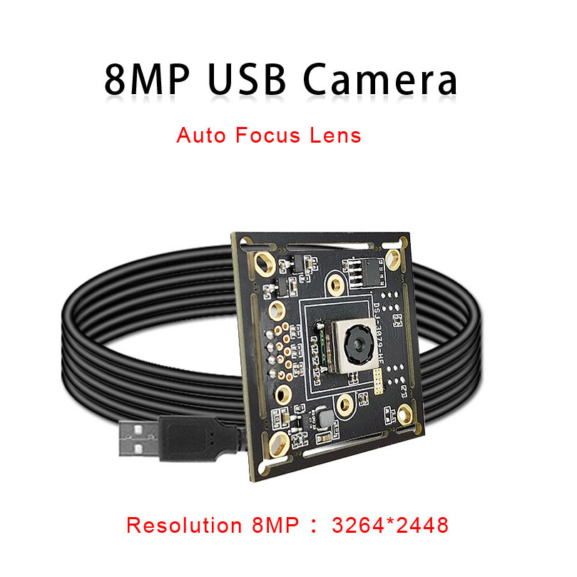 8MP Autofocus USB2.0 Camera with IMX179 Sensor Support UVC OTG Plug and Play 100 Degree No Distortion Lens 4K USB Video WebCam