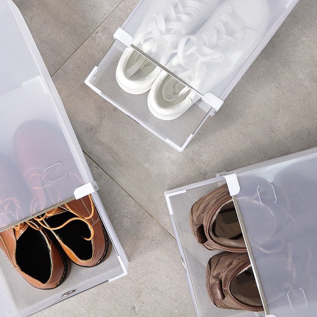Simple Shoe Box White Thick Plastic Transparent Storage Box Drawer Shoe Box Free Combination Storage Box