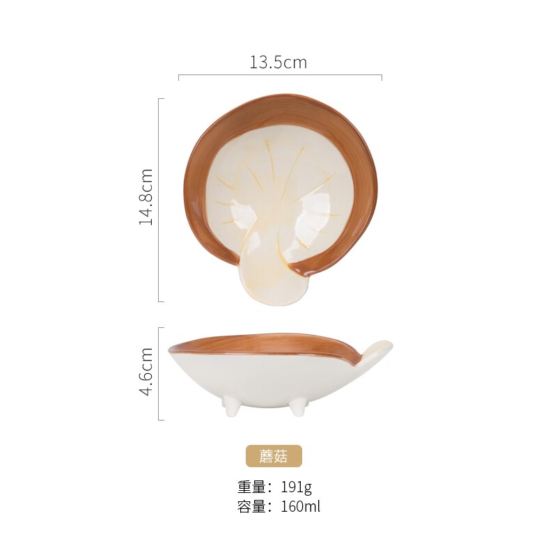 3D Kleine Leuke Groente Keramische Snack Schotel Plaat Kom Dessert Japanse Snack Fruit Slakom Sieraden Lade Decoratieve Servies: (510) Mushroom