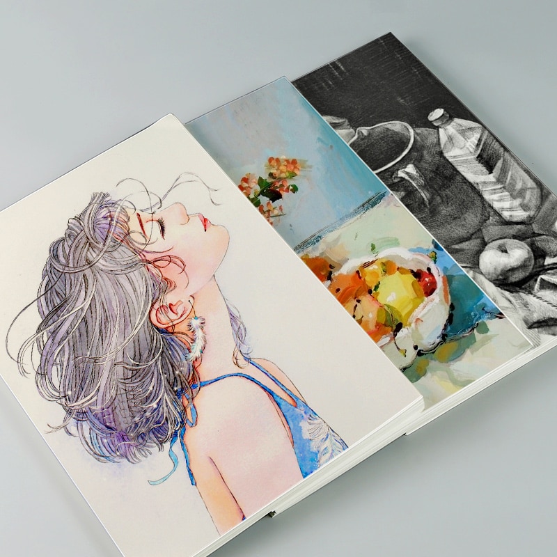 Traveling Sketchbook Watercolor Book, Hand-drawn Simplicity, Students blank Graffiti Book With Watercolor Paper Art Supplies