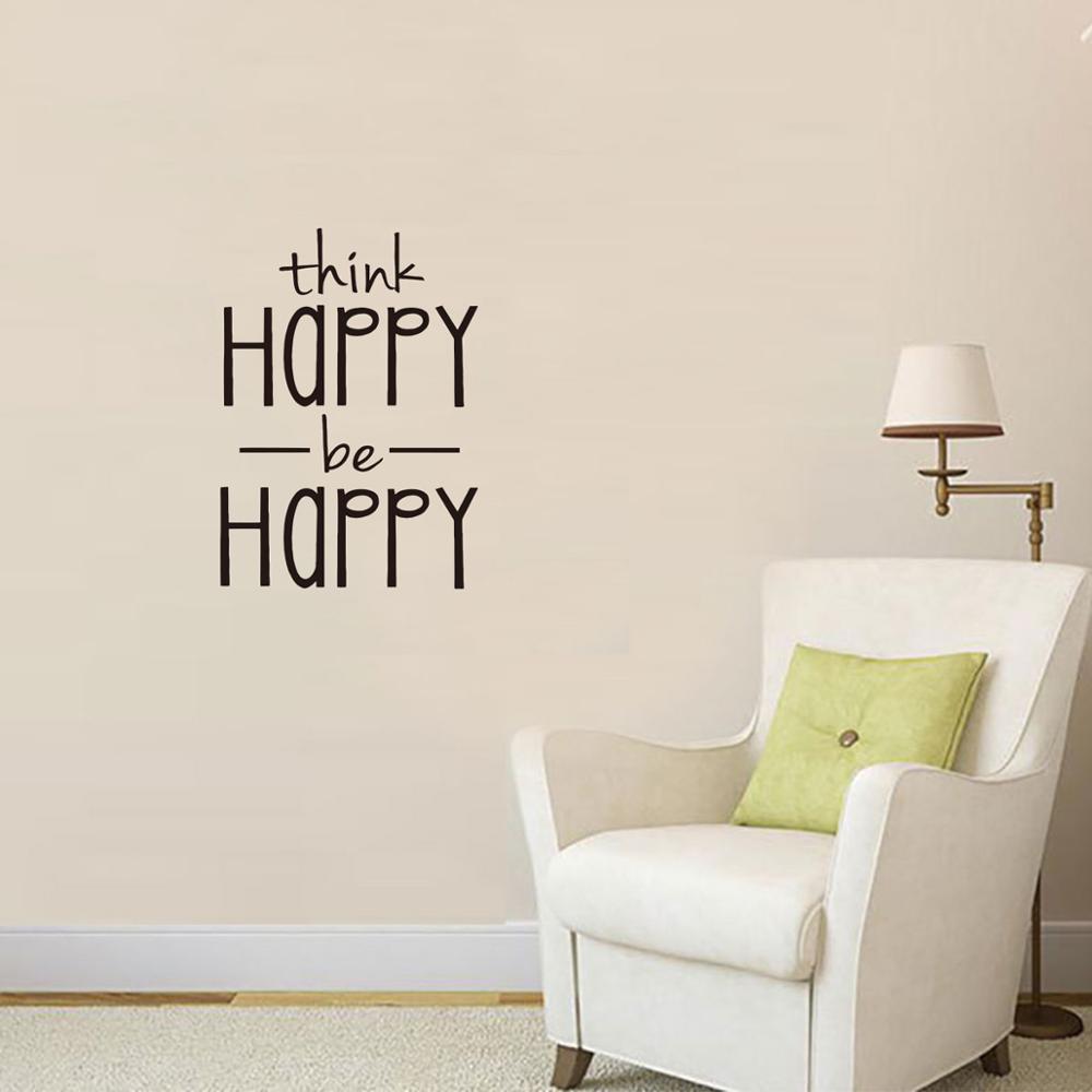 Tænk glad vær glad wallsticker engelske ordsprog boligindretning stue soveværelse dekoration vægmaleri tapetklistermærker