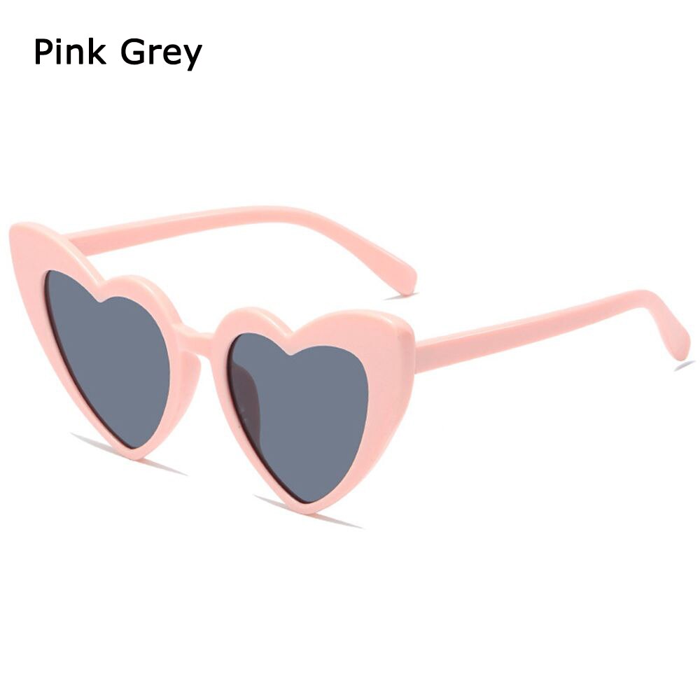 Hart Zonnebril Vrouwen Cat Eye Zonnebril Vrouwelijke Retro Liefde Hart Vormige Glazen Dames UV400 Bescherming: Pink grey