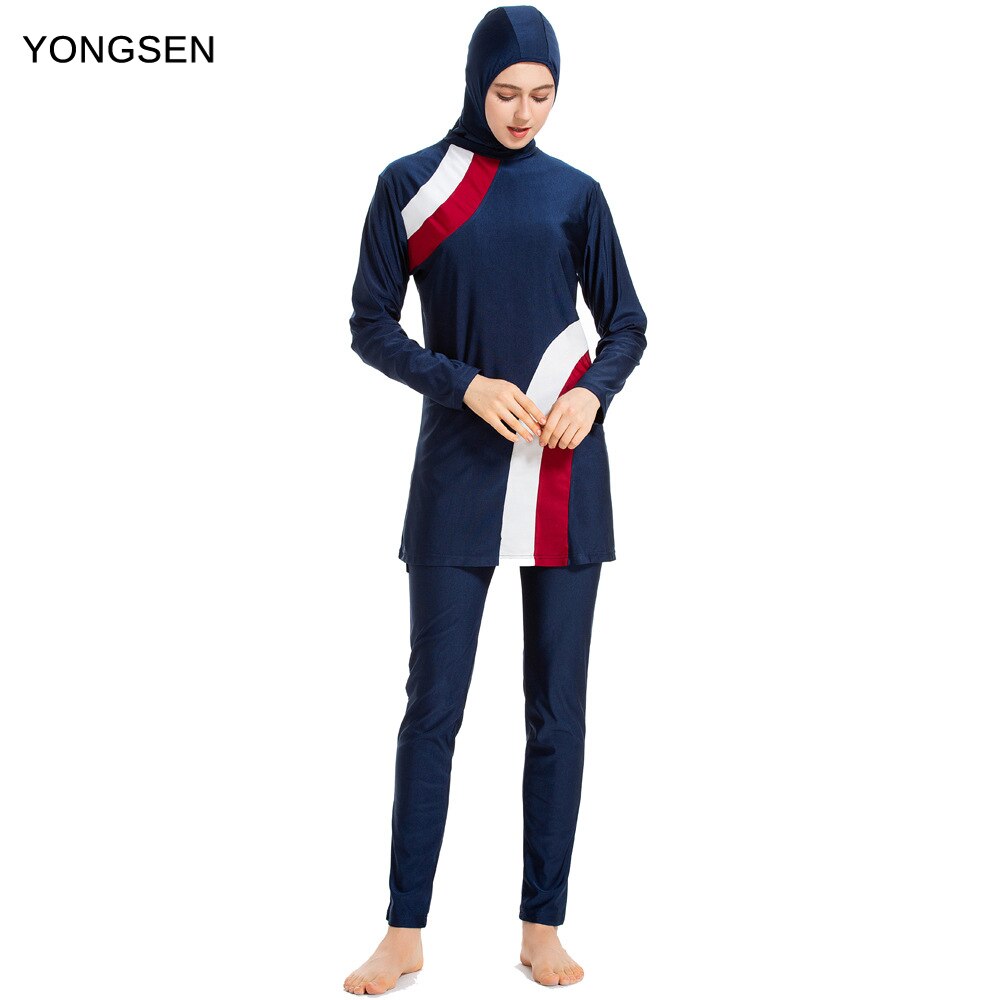 YONGSEN 2022 Women Burkinis Islam 2 Piece Islamic swimsuit Modest Muslim Swimwear Full Cover Short Sleeve Hijab Beachwear Print