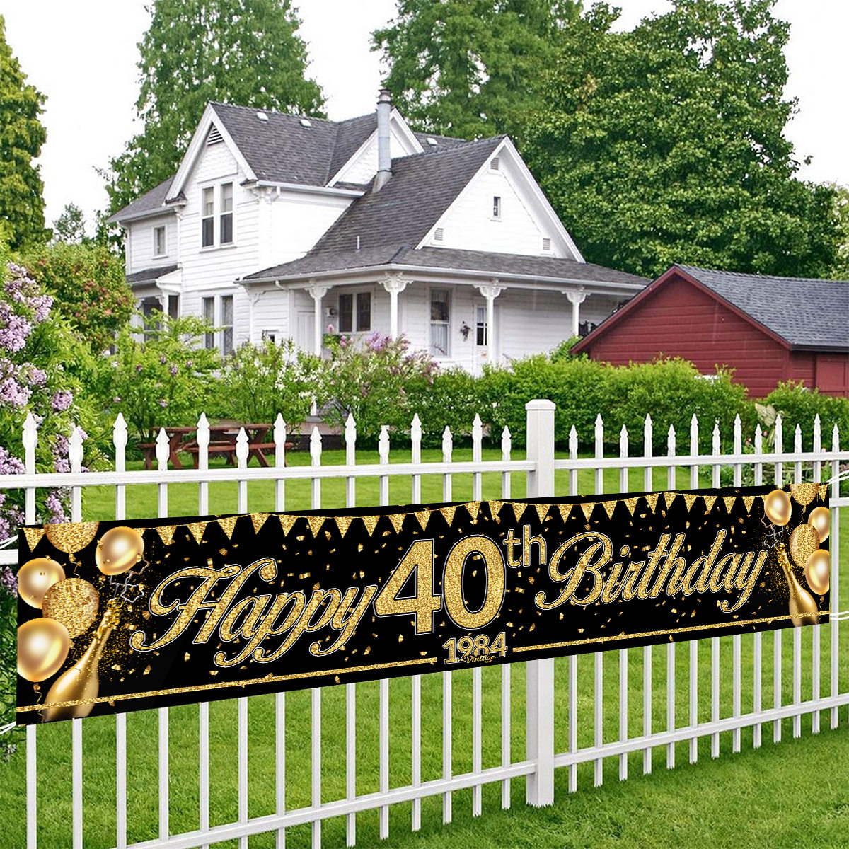 Feliz 30 40 50 cumpleaños pancartas negro dorado decoraciones para de cumpleaños adultos 30 40 50 años suministros para de cumpleaños