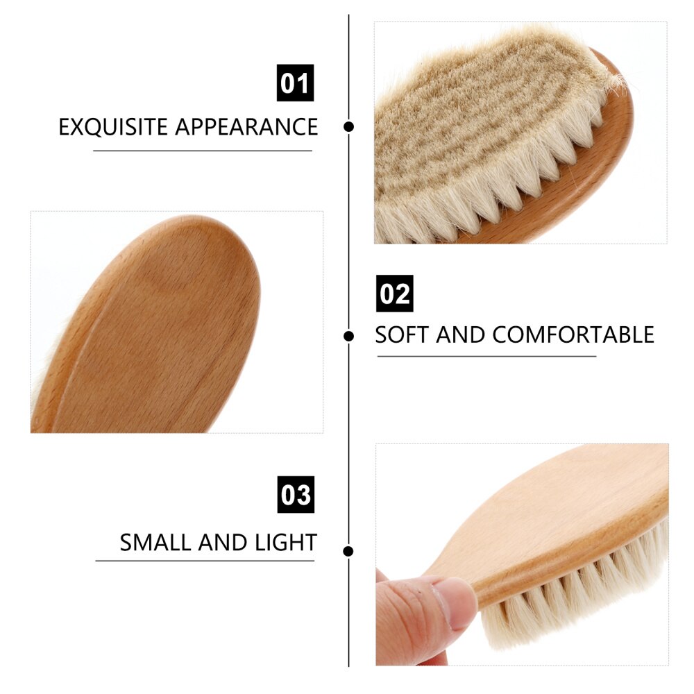 Baby Kids Head Grooming Comb Hair Brush Wood Comb with Wool Bristles