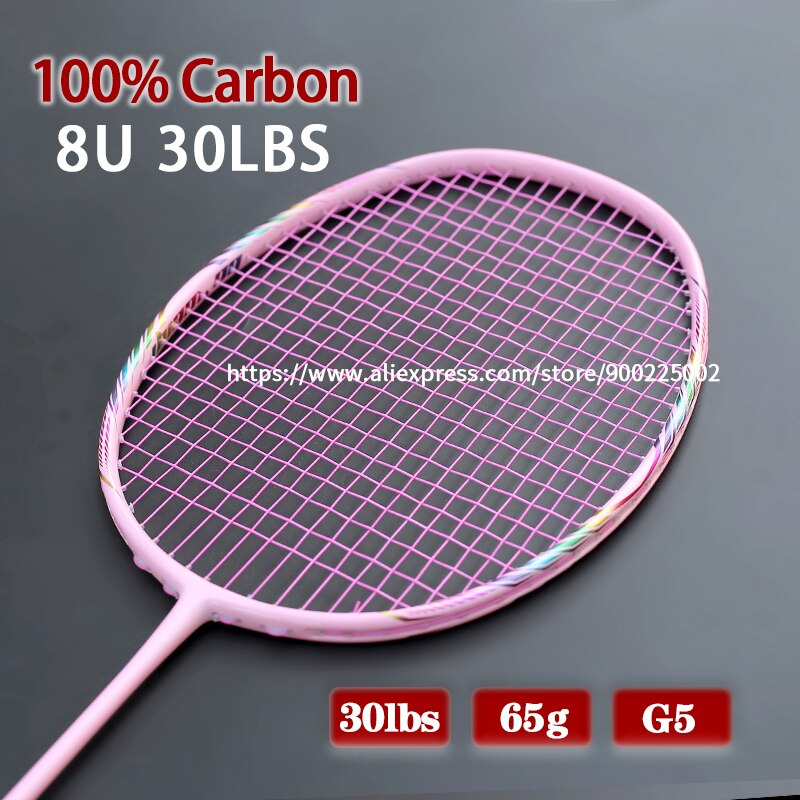8u Racket Multicolor 100% Carbon Fiber Strung Badminton Rack... – Vicedeal