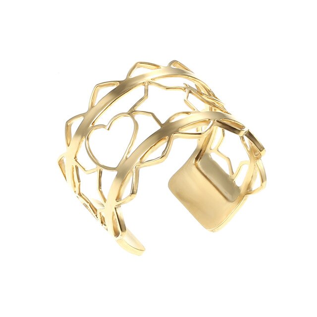 Legenstar Trendy Rvs Goud Kleur Verstelbare Ringen Homme Omkeerbare Lederen Open Geometrische Bague voor Vrouwen: 5