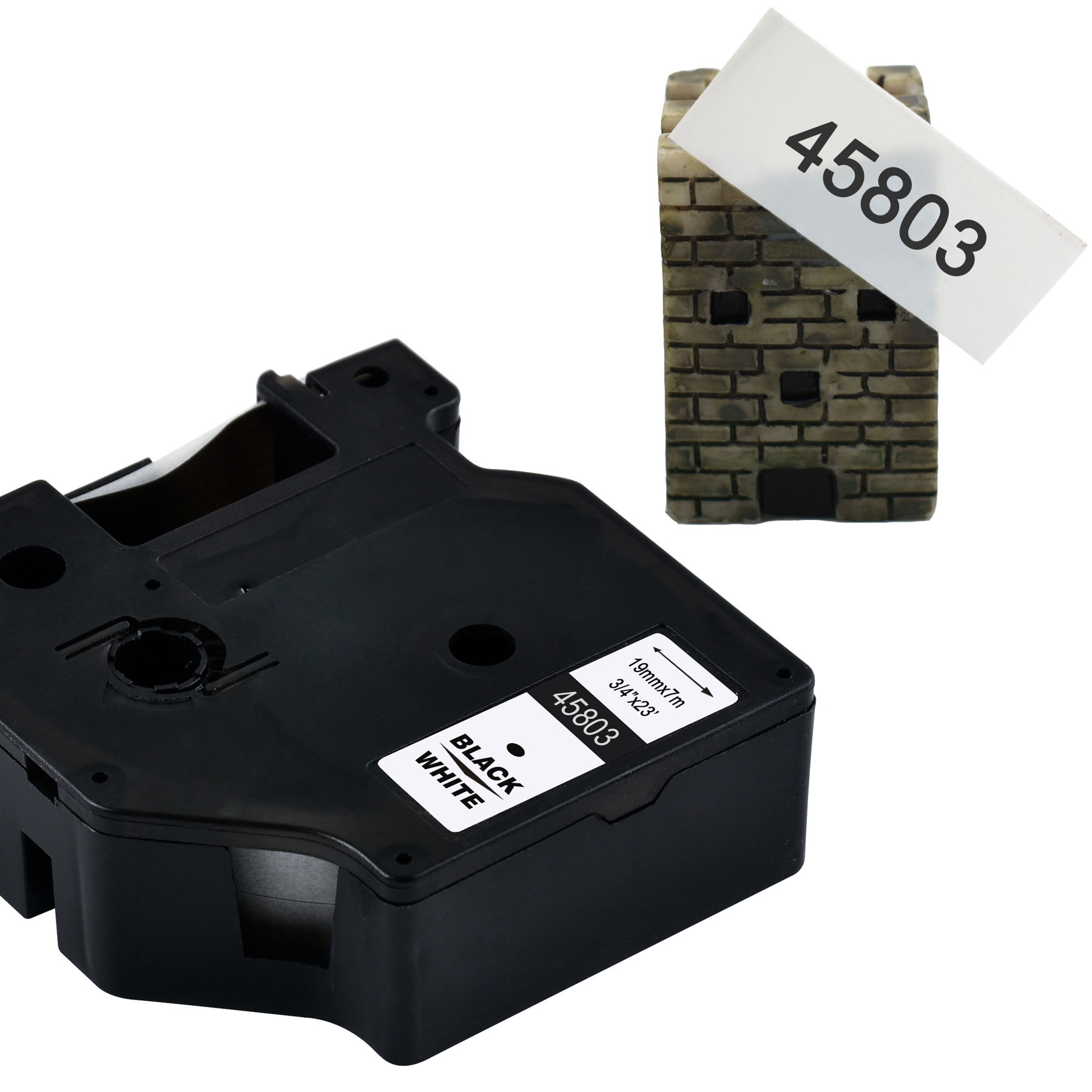 Cidy 5 stk 45803 kompatible dymo labelmanager 19mm d1 sort på hvid dymo maker 45808 label tape patroner til dymo  lm160 lm280