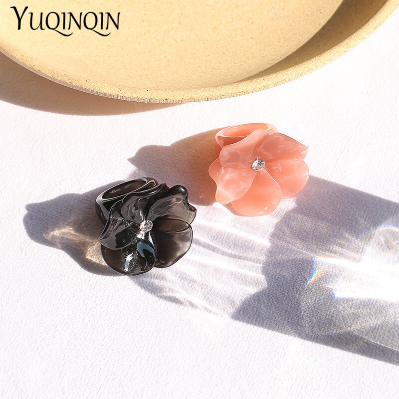 Acryl Blume Korea Engagement frauen Ringe Modeschmuck minimalistisch Harz Korea Finger Ring für Mädchen Weibliche Rosa Ringe