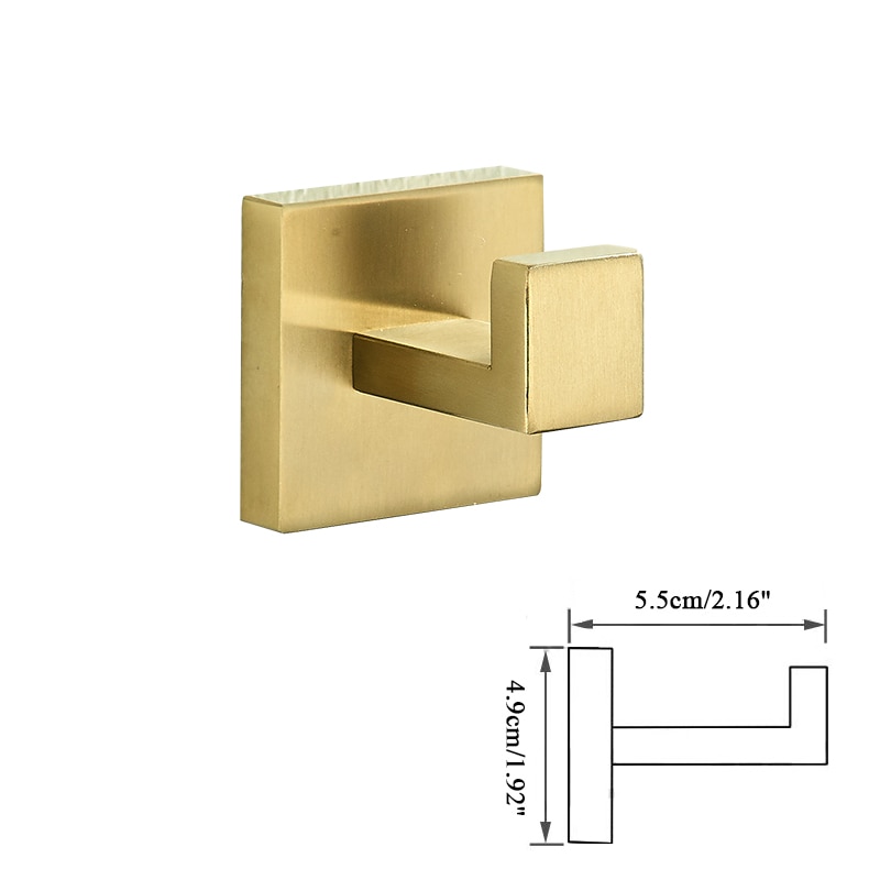 Set di accessori per il bagno in oro spazzolato appendiabiti portasciugamani portasciugamani Bar scaffale porta carta velina accessori per il bagno: Robe Hook