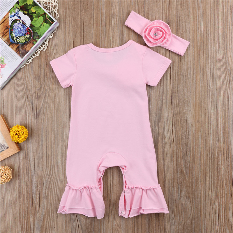 Neugeborenen Baby Mädchen Blume Strampler Rüschen Gesamt + Stirnband Outfit Kleidung einstellen