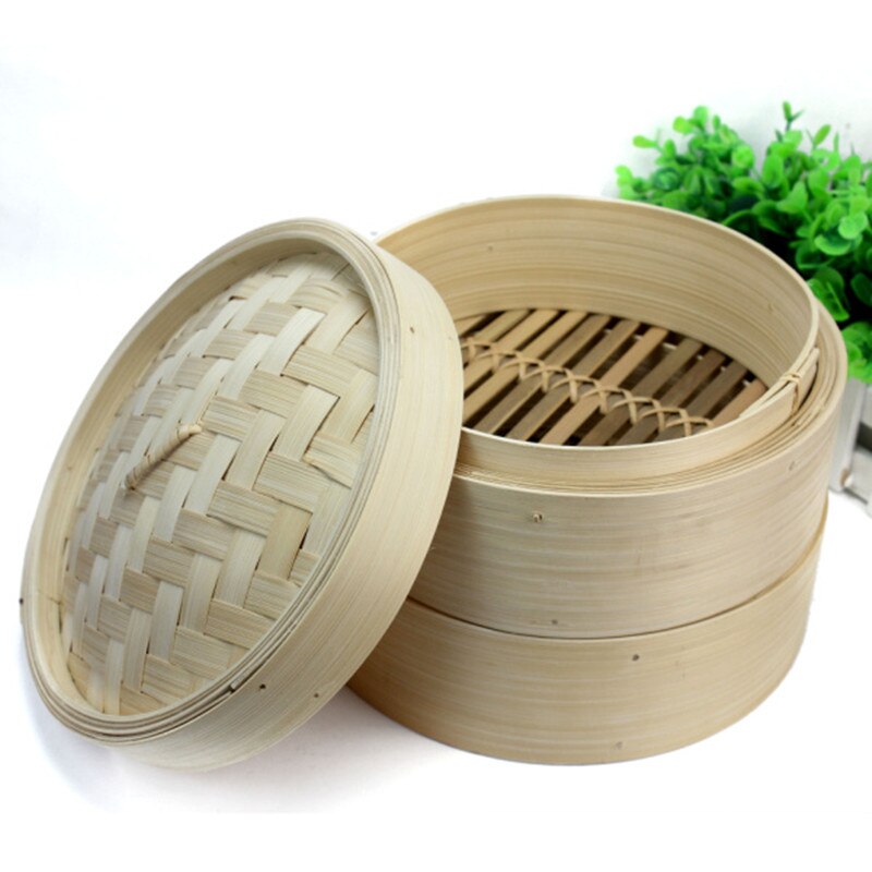 Cuiseur vapeur chinois en bambou, 2 niveaux, cuiseur vapeur, plat de cuisson avec couvercle, Dim Sum et riz