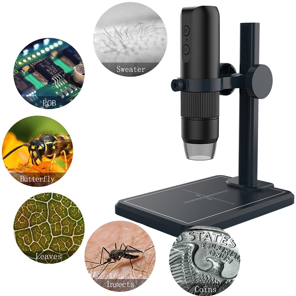 1000X Zoom WIFI HD Desktop Electronic Digital USB Microscope 8LED Plastic Support Stand For Apple Android Phone PC