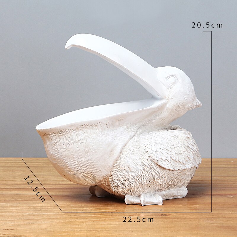 Toekan Sleutel Opslag, Beeldje Pelikaan Standbeeld Opslag Mand Dieren Vogels Vorm Thuis Toekan Hars Sculptuur Vogel Kunst Ornamenten Kunst Cadeau-White