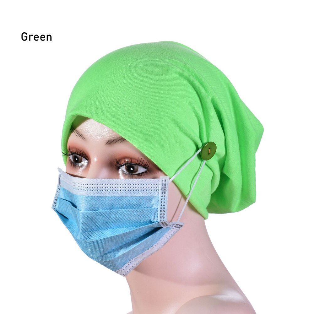 Multicolor sombrero turbante para mujeres de Botón de gorros Hijab interiores de la cabeza bufanda estilo Hijab Underscarf sombrero diadema tubo: green