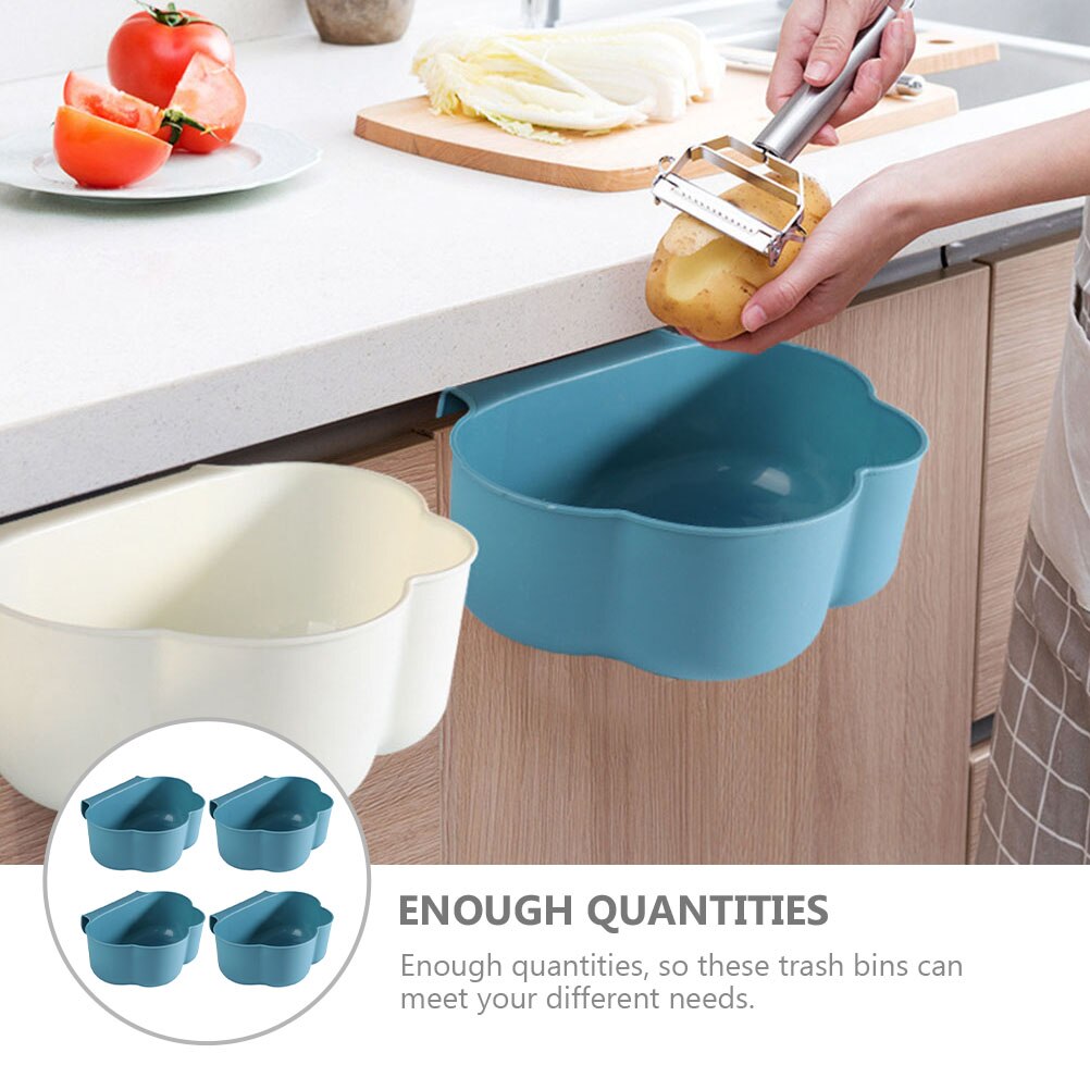 4pcs Hanging Kitchen Waste Bin Mini Garbage Container Small Garbage Bins