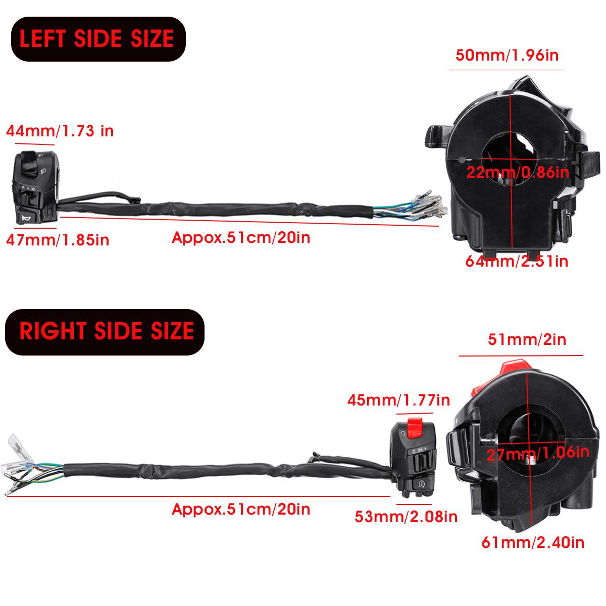Universal- 12V Motorrad 7/8 &quot;Lenker Kontrolle Schalter Horn Blinker Scheinwerfer Elektrische Anfang Schalter Doppel Drossel