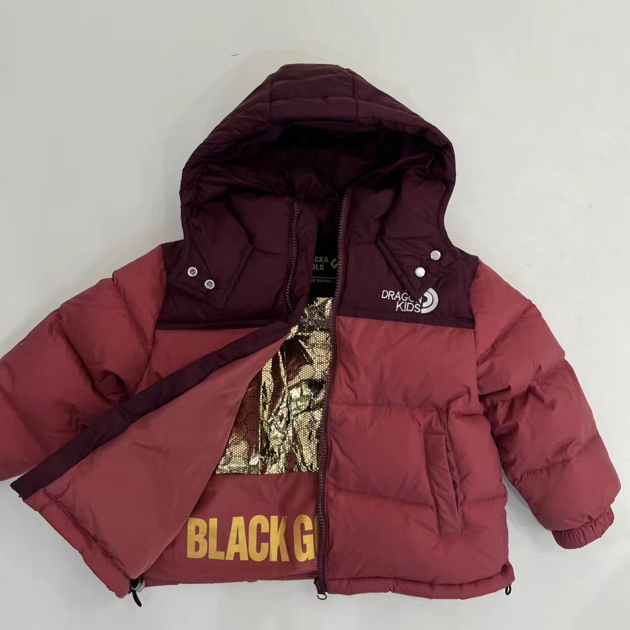 Lasten untuvatakki talvi lasten untuvatakki pojille ja tytöille paksuuntunut lämmin hupullinen lasten leipävaatteiden untuvatakki: Punainen / 15