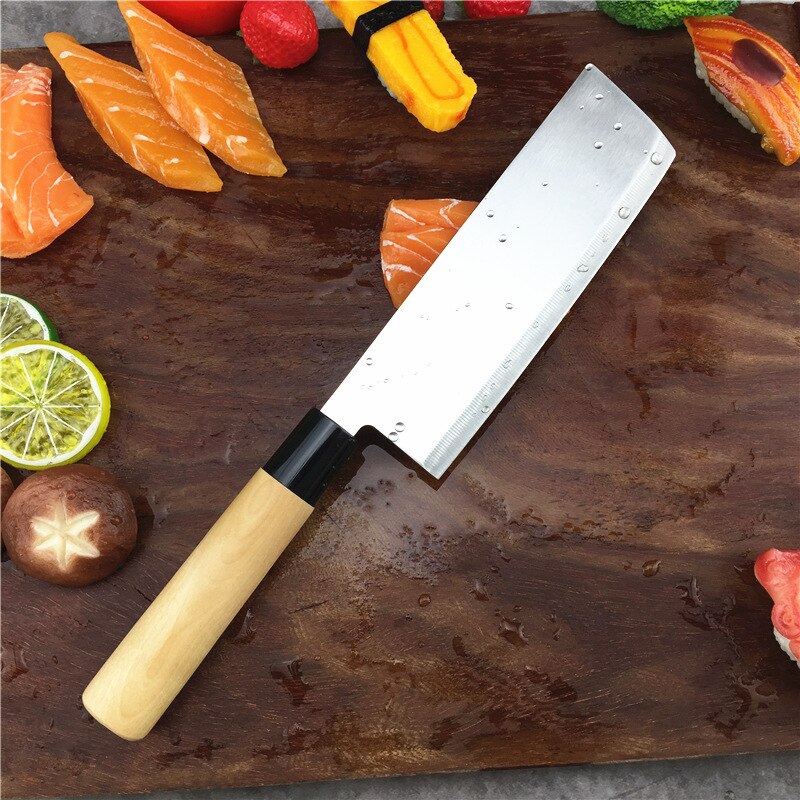 Japanese Chef Knives Set Fish Sashimi Santoku Boning Knife Stainlesss Steel Meat Cleaver Wood Handle Kitchen Knife: Cleaver Knife