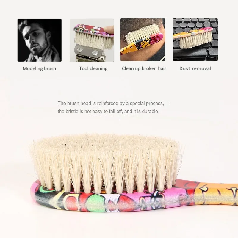 Kappersborstel voor het reinigen van haar, baardborstel met paardenhaar, nekborstel voor kappers, gereedschap om afgebroken haar te verwijderen