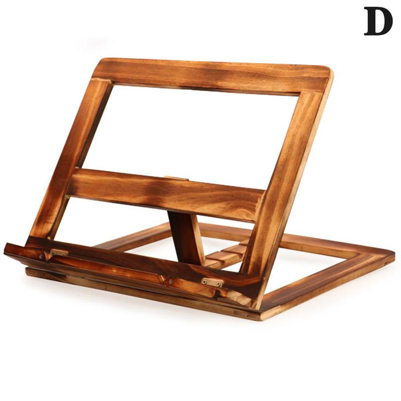 Foldable Recipe Book Stand,Wooden Frame Reading Bookshelf,Tablet Pc Stand Support L9K4: D