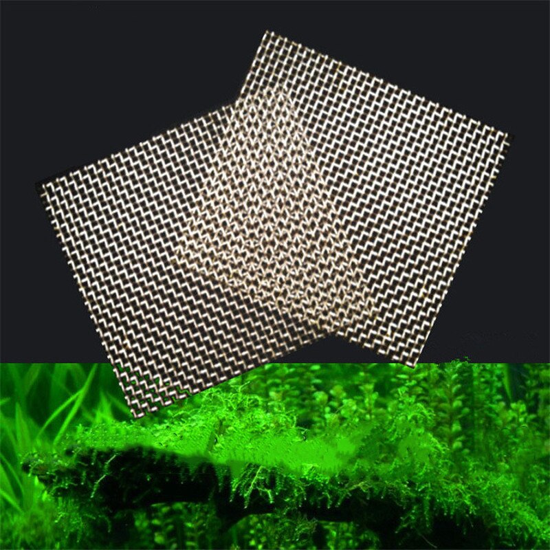 1Pcs Aquarium Fish Tank Roestvrij Staal Gaas Pad Planten Moss Netto Decor 8X8 Cm Top