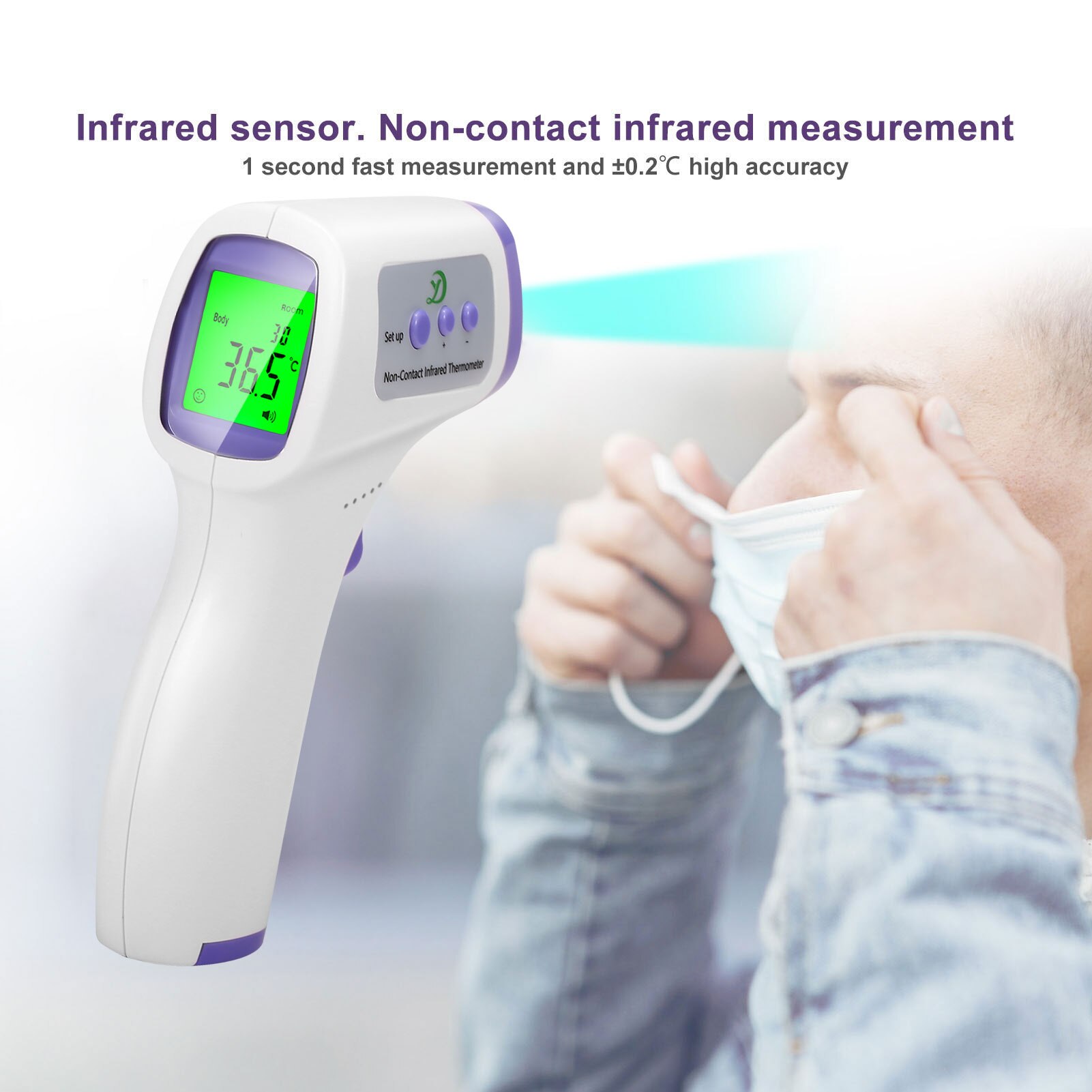 Digital Infrared Thermometer Temperature Gauge Non Contact Temperature Measurement Device ℃ and ℉ Switchable Baby Adults