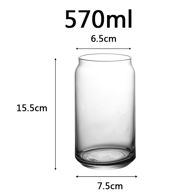 Vaso de vidrio con forma de lata para té, zumo, leche, café, 400/570ml, Juego de vasos de alta borosilicato, 2/3/4 piezas: 570ml cup / x3