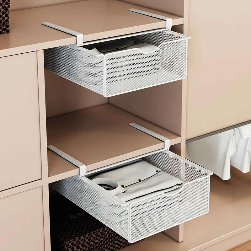 Cesta colgante para armario, estante de almacenamiento estilo cajón con partición extraíble, artefacto para calcetines y ropa interior, estilo colgante para almacenamiento de ropa