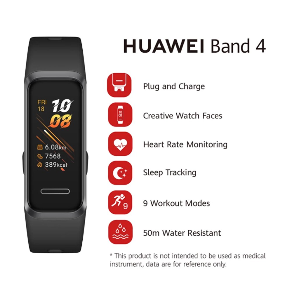 In Voorraad Huawei Band 4 Smart Polsband 0.95 ''Kleur Touch Amoled Screen Zwemmen Houding Detecteren Hartslag