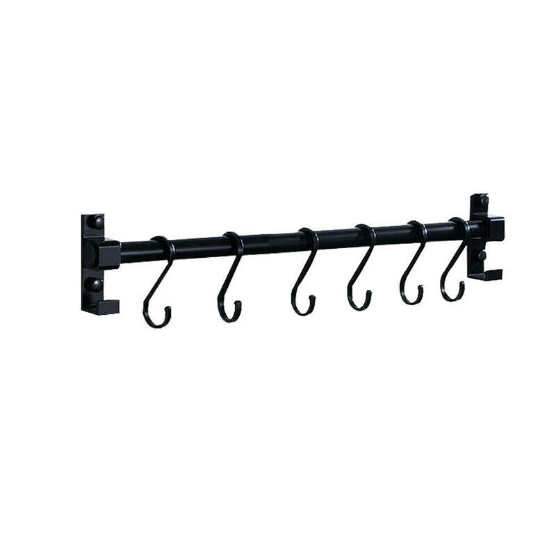 ! Kitchen Rail Rack Wall Mounted Utensil Hanging Rack Hanger 6 Hooks Holder Tool