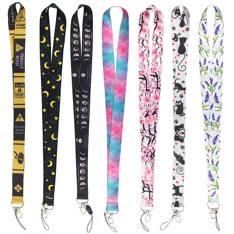 CB1109 Moon Cute Yoga Neck Strap Lanyard for ID Card Key Chain USB Badge Holder Keychain Straps Rope DIY Lariat Lanyard