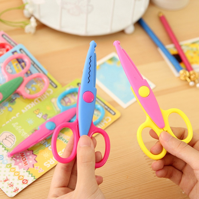 Tijeras de encaje DIY, herramientas de papel para álbum de recortes, decoración diaria, tijeras de seguridad, selección de 6 estilos, 1 ud.