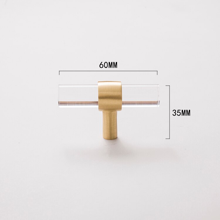 Möbler akryl guld transparent ren koppar mässing skåp bar låda garderob ljus lyx dörrhandtag: 60mm