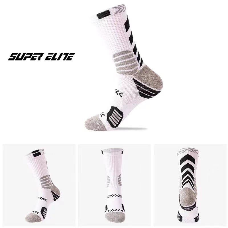 Original SUPER ELITE Lange Rohr Basketball Socken Größe 38-44 für Männer Frauen Atmungsaktiv Schweiß-absorbent Dicken Sport socken Nicht-slip: White Black