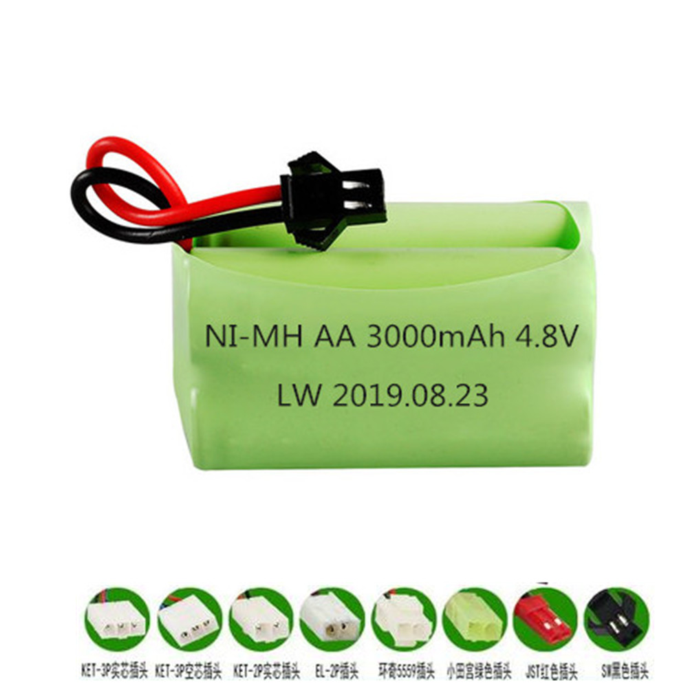 4.8 V 3000 Mah Batterij En Oplader Voor Rc Speelgoed Auto 'S Tanks Robots Boten Guns 4 * Aa 4.8 V 2400 Mah Oplaadbare Batterij: Geel