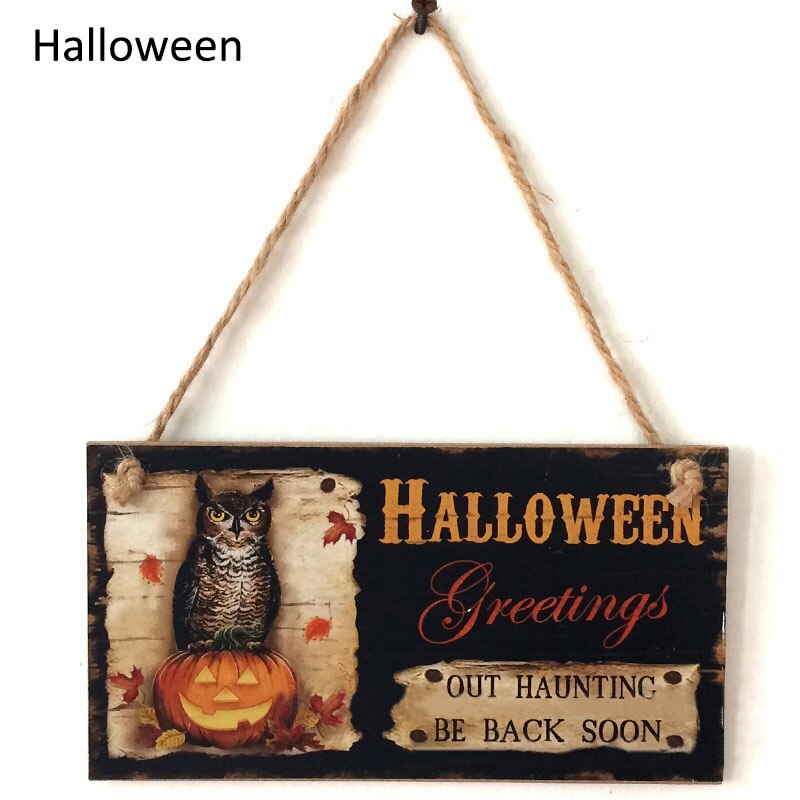 Houten Party Decoratie Multifunctionele Deur Venster Opknoping Decor Doorplate Hanger Ornamenten Opknoping Boord Halloween Decor