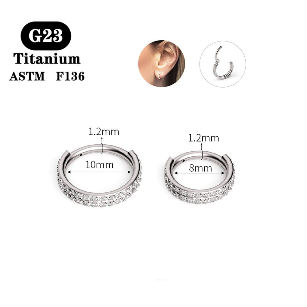 Pendientes de titanio G23, aro redondo para cartílago del trago, hélice Daith, labio con bisagras, segmento, oreja, nariz, anillo, joyería para Piercing corporal