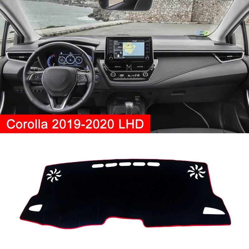 Voor Toyota Corolla Auto Dashboard Cover Dash Mat Zonnescherm Pad Instrument panel Tapijten Protector Anti-Uv Accessoires: LHD Red  Side