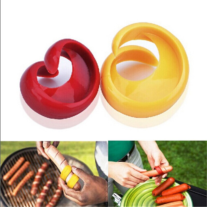 2Pcs/set Fancy Sausage Cutter Spiral Barbecue Dogs Cutter Slicer Kitchen Cutting Gadget Kitchen BBQ Tools