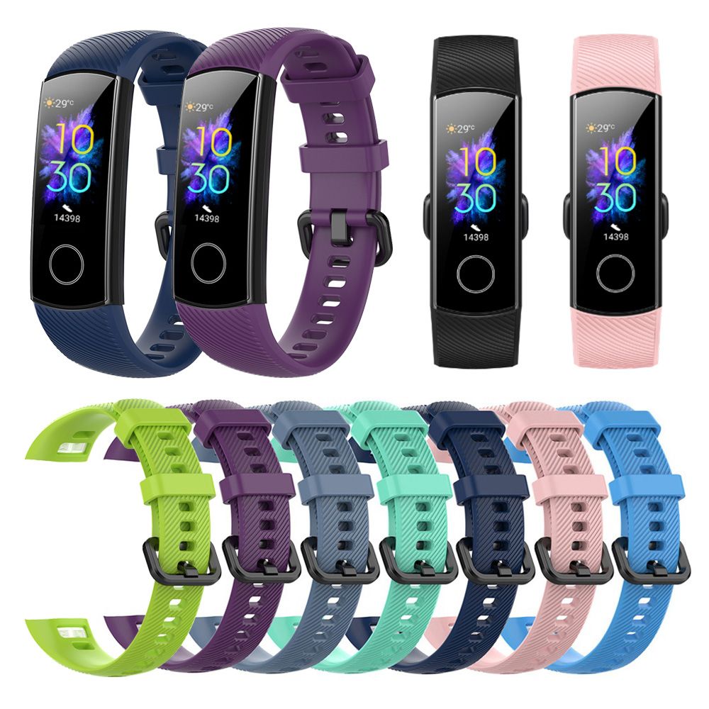 10 Colors Silicone Wrist Strap for Honor Band 5 4 Smart Wristband Replacement Original Watch Band Soft Bracelet Sport Classic