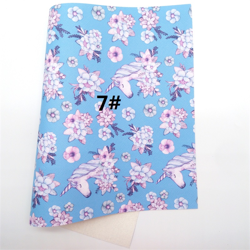 Unicorn Printed Synthetic Leather Faux Fabric Sheets Felt Backing Leather Sheets For Accessories Bows 21X29CM GM2167A: 7