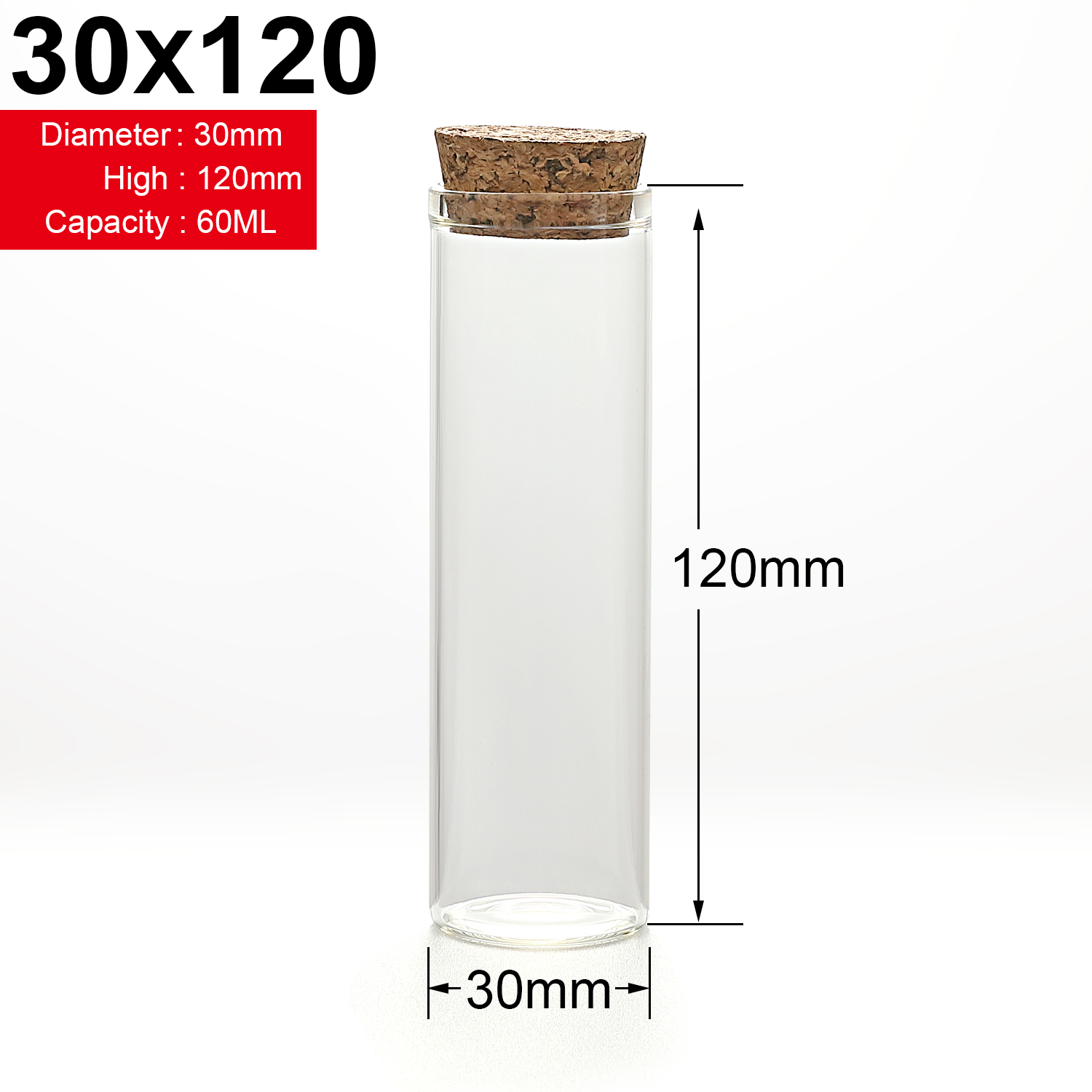 Glasflaskor med kork hantverk flaskor burkar bröllop 15ml 20ml 25ml 30ml tomma burkar behållare flaskor 10 st: 60ml