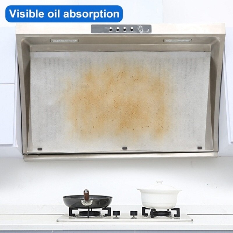 6 stk/sæt engangs køkkenolie filterpapir ikke-vævet stof oliefast bomuldsfilterelement emhætte udstødningsventilator filter